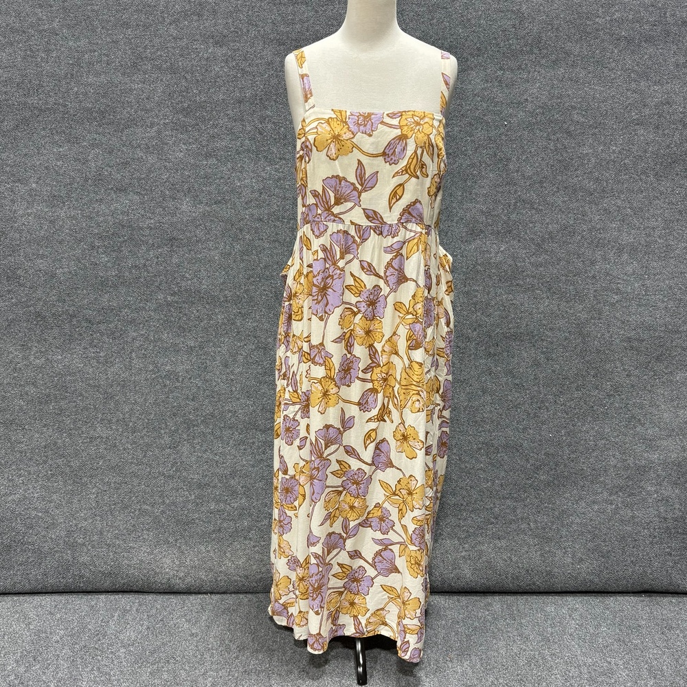 Ripe Maternity Dress Womens L White Floral Square Neck Maxi Backless Sundress